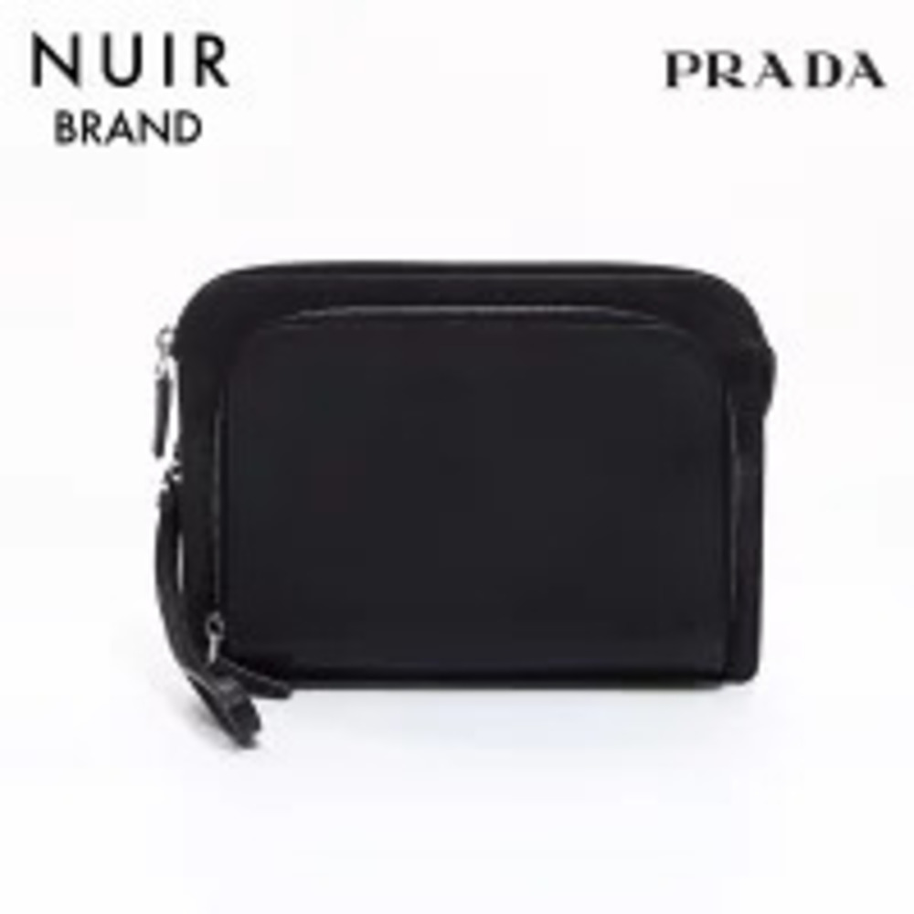 Prada Triangle Logo Clutch Bag Black